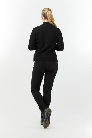 Pure Golf Sorrell Cable Knit Lined Quarter Zip Ladies Golf Jumper - Black