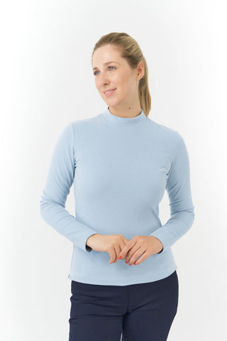 Pure Golf Olwen Super Soft Mock Neck Top - Powder Blue