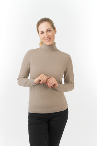 Pure Golf Simone Super Soft Roll Neck - Cappuccino