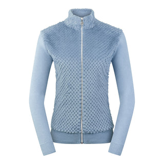 Pure Golf Ellisa Full Zip Fur Front Ladies Cardigan- Powder Blue