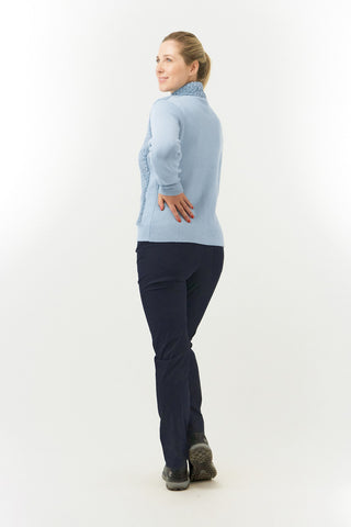 Pure Golf Ellisa Full Zip Fur Front Ladies Cardigan- Powder Blue