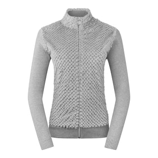 Pure Golf Ellisa Full Zip Fur Front Ladies Cardigan- Pale Grey