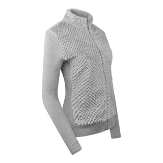 Pure Golf Ellisa Full Zip Fur Front Ladies Cardigan- Pale Grey