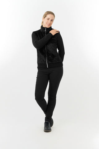 Pure Golf Ellisa Full Zip Fur Front Ladies Cardigan - Black