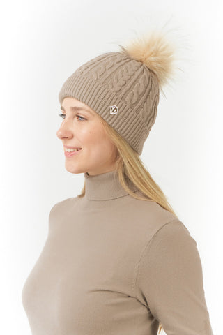 Pure Golf Suzie Waterproof Bobble Hat - Cappuccino