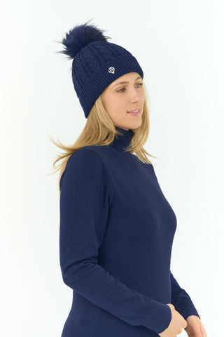 Pure Golf Suzie Waterproof Bobble Hat - Navy