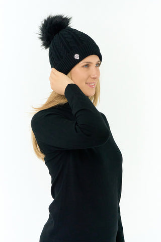 Pure Golf Suzie Waterproof Bobble Hat - Black