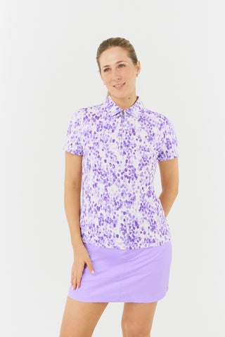 Pure Golf Amity Ladies Golf Cap Sleeve Polo Shirt - Violet Fields