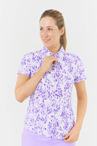 Pure Golf Amity Ladies Golf Cap Sleeve Polo Shirt - Violet Fields