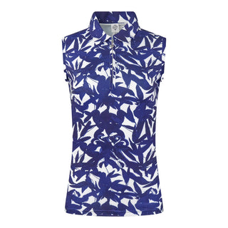 Amity Sleeveless Ladies Golf Polo Shirt - Wild Peony Navy