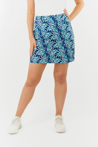 Accuracy Skort With Side Zip - Floating Palms Yale Navy