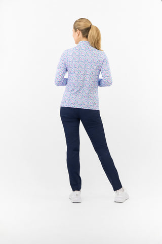 Serenity Long Sleeve Ladies Golf Zip Top - Over Eighteen Boozy