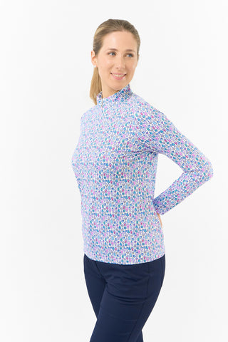 Serenity Long Sleeve Ladies Golf Zip Top - Over Eighteen Boozy