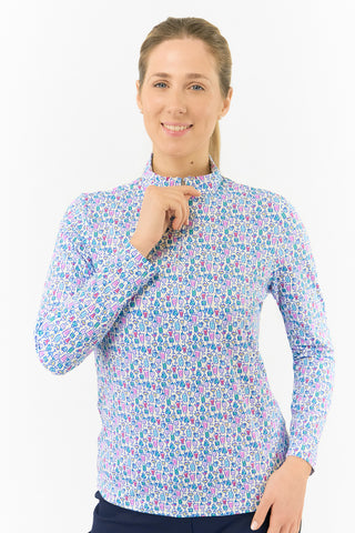 Serenity Long Sleeve Ladies Golf Zip Top - Over Eighteen Boozy