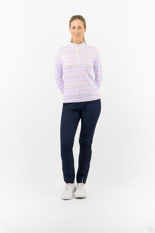 Serenity Long Sleeve Ladies Golf Zip Top - Pastel Score