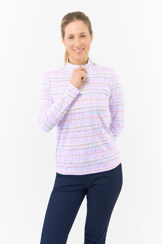 Serenity Long Sleeve Ladies Golf Zip Top - Pastel Score