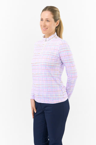 Serenity Long Sleeve Ladies Golf Zip Top - Pastel Score