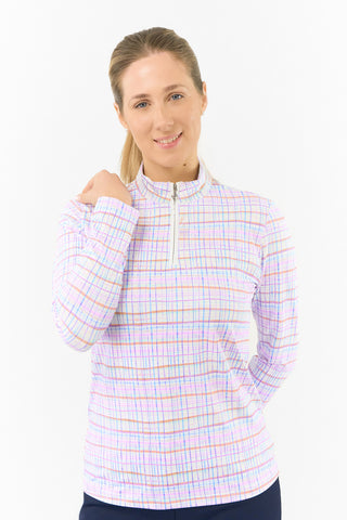 Serenity Long Sleeve Ladies Golf Zip Top - Pastel Score