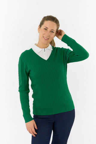 Pure Golf Suzie Summer Weight Jumper - Deep Emerald