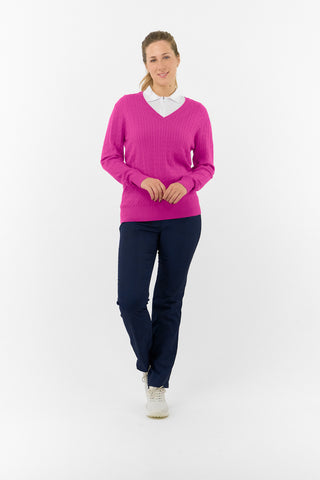 Pure Golf Suzie Summer Weight Jumper - Deep Azalea