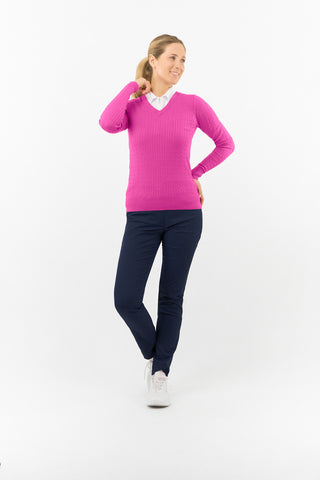 Pure Golf Suzie Summer Weight Jumper - Deep Azalea