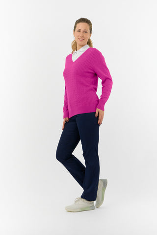 Pure Golf Suzie Summer Weight Jumper - Deep Azalea