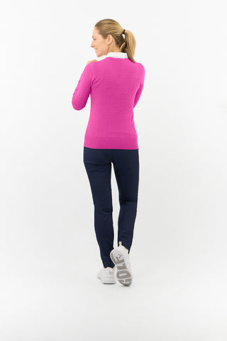 Pure Golf Suzie Summer Weight Jumper - Deep Azalea