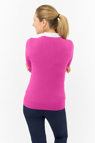 Pure Golf Suzie Summer Weight Jumper - Deep Azalea