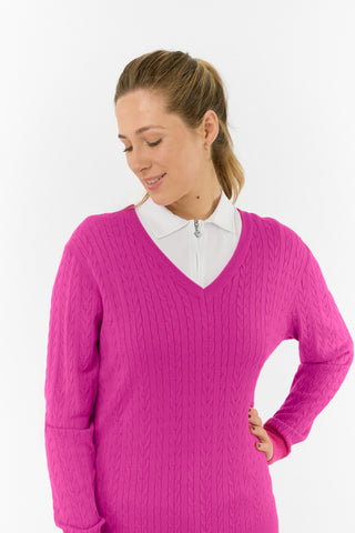 Pure Golf Suzie Summer Weight Jumper - Deep Azalea