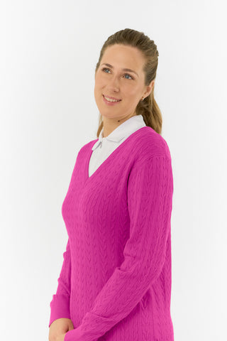 Pure Golf Suzie Summer Weight Jumper - Deep Azalea