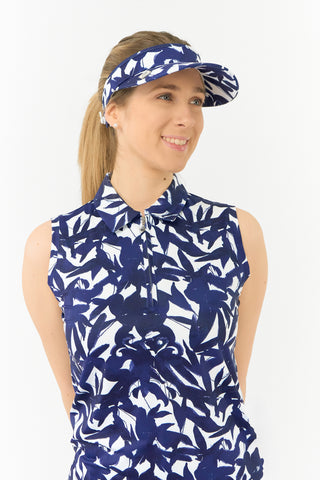 Arielle Telephone Wire Ladies Golf Visor - Wild Peony Navy