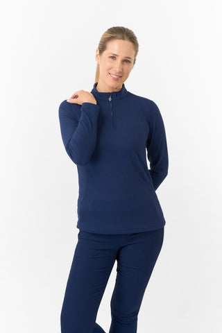 Pure Golf Ladies Iris Soft Fleece Golf Quarter Zip - Navy