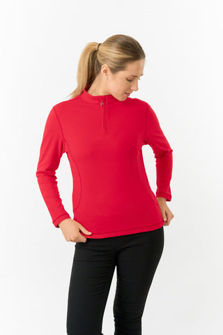 Pure Golf Ladies Iris Soft Fleece Golf Quarter Zip - Chilli Oil