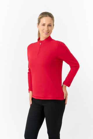 Pure Golf Ladies Iris Soft Fleece Golf Quarter Zip - Chilli Oil