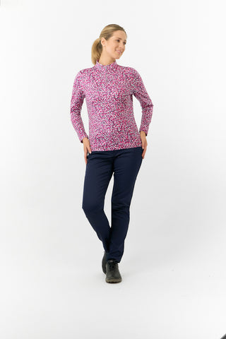 Pure Golf Ladies Arusha Long Sleeve Mid Layer Quarter Zip- Plum Ripple