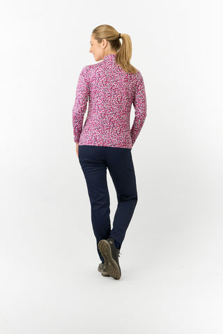 Pure Golf Ladies Arusha Long Sleeve Mid Layer Quarter Zip- Plum Ripple