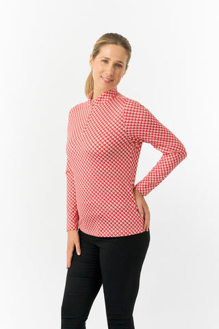 Pure Golf Ladies Arusha Long Sleeve Mid Layer Quarter Zip- Woven Chantilly