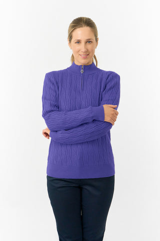 Pure Golf Ladies Sorrell Lined Jumper (Margot Knit) - Future Dusk