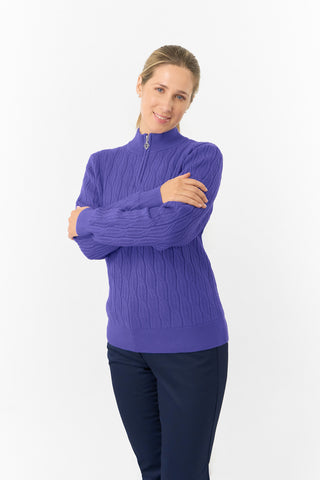 Pure Golf Ladies Sorrell Lined Jumper (Margot Knit) - Future Dusk