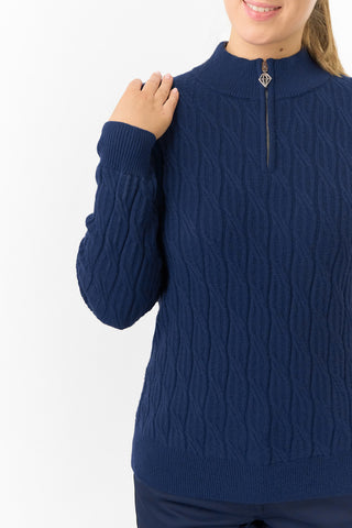 Pure Golf Ladies Sorrell Lined Jumper (Margot Knit) - Navy
