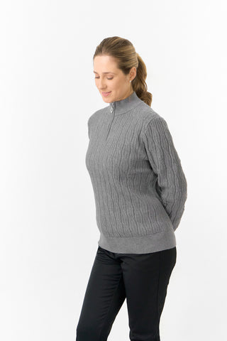 Pure Golf Ladies Sorrell Lined Jumper (Margot Knit) - Charcoal Grey