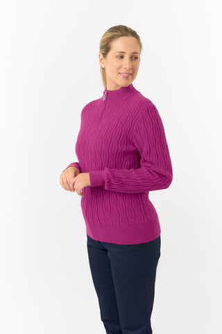Pure Golf Ladies Sorrell Lined Jumper (Margot Knit) - Plum