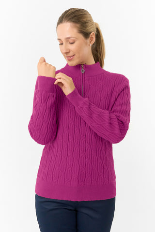 Pure Golf Ladies Sorrell Lined Jumper (Margot Knit) - Plum