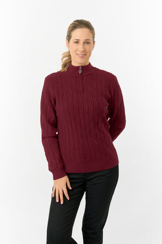 Pure Golf Ladies Sorrell Lined Jumper (Margot Knit) - Merlot