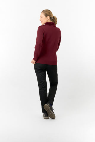 Pure Golf Ladies Ellisa Faux Fur Front Full Zip Cardigan - Merlot