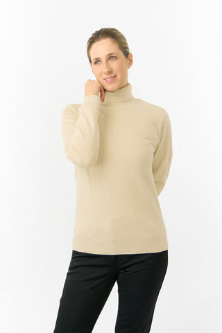 Pure Golf Ladies Sarah Fur Lined Roll Neck - Limestone