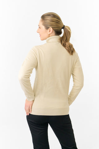 Pure Golf Ladies Sarah Fur Lined Roll Neck - Limestone