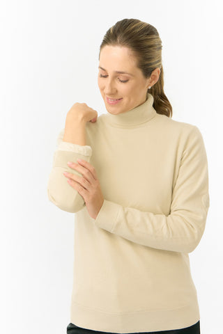 Pure Golf Ladies Sarah Fur Lined Roll Neck - Limestone