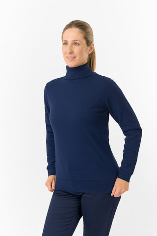 Pure Golf Ladies Sarah Fur Lined Roll Neck - Navy