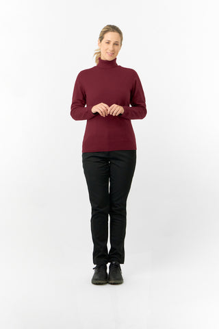 Pure Golf Ladies Sarah Fur Lined Roll Neck - Merlot